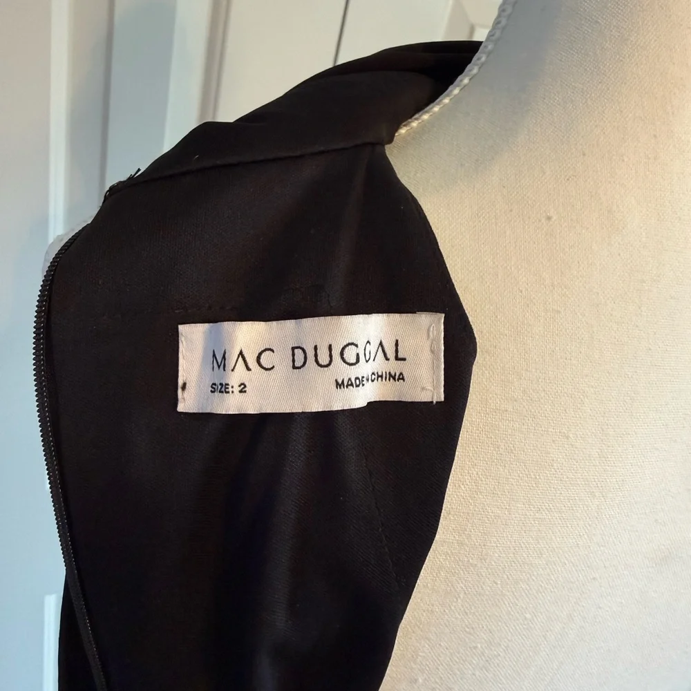Mac Duggal Black Halter Jersey Gown with ostrich Feathered Skirt size 2 - Picture 5 of 6
